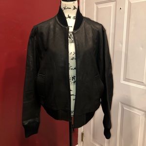 Officine Generale Leather Bomber Jacket 